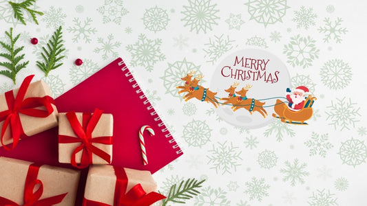 Free Christmas Composition With Gift Boxes Psd