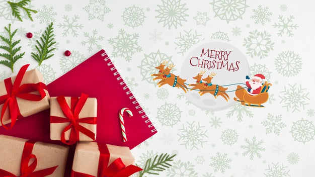 Free Christmas Composition With Gift Boxes Psd