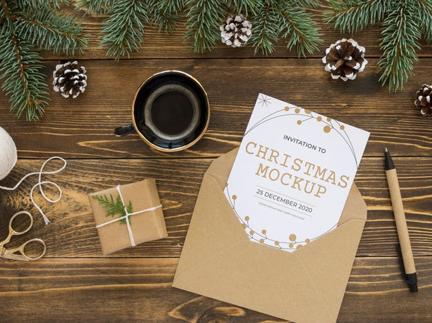 Free Christmas Eve Elements Arrangement Mock-Up Psd