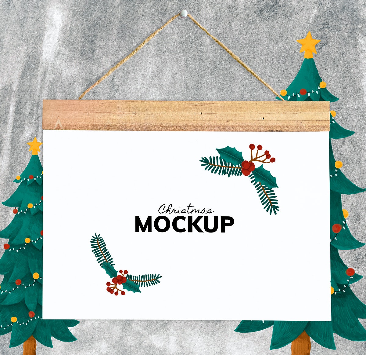 Free Christmas Holiday Greeting Design Mockup