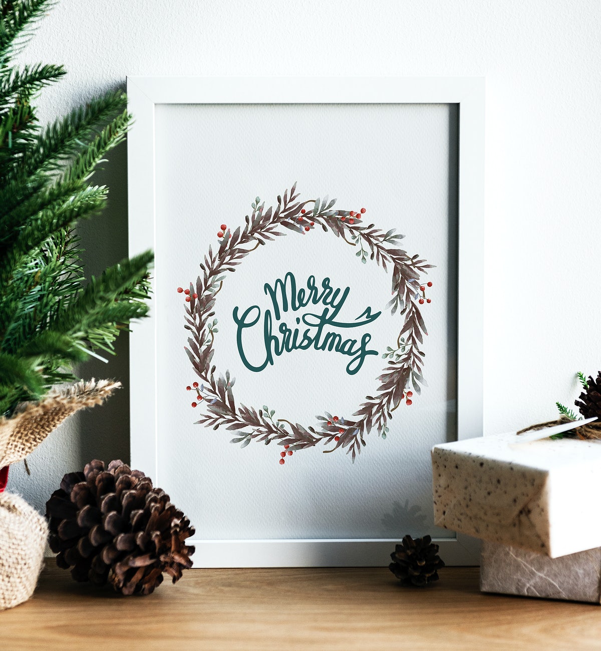 Free Christmas Holiday Greeting Design Mockup