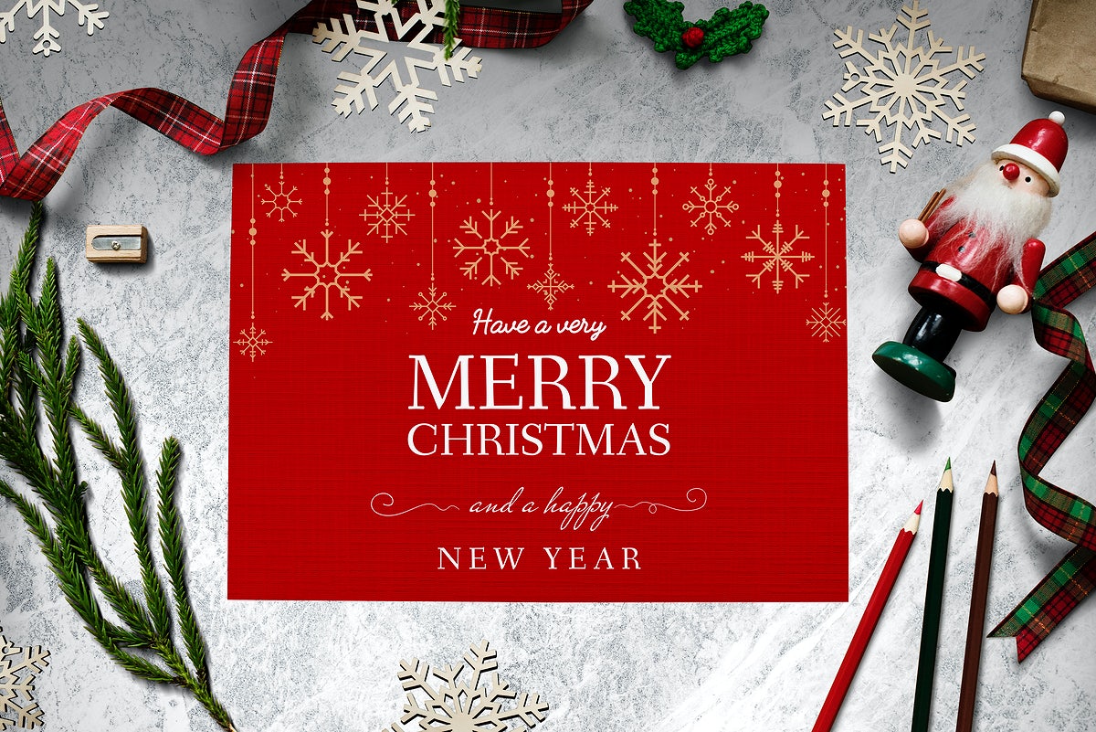 Free Christmas Holiday Greeting Design Mockup