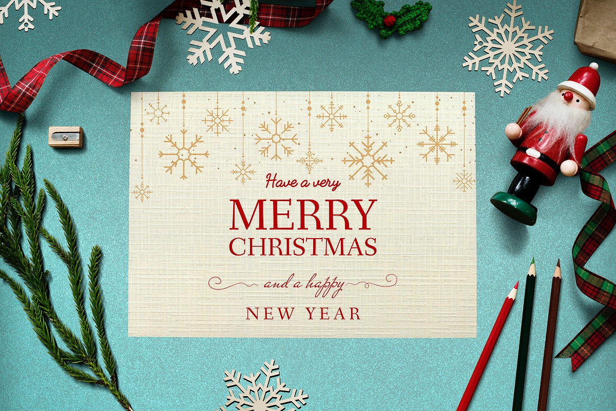 Free Christmas Holiday Greeting Design Mockup