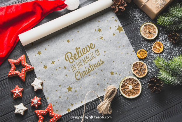 Free Christmas Mockup On Baking Paper Psd