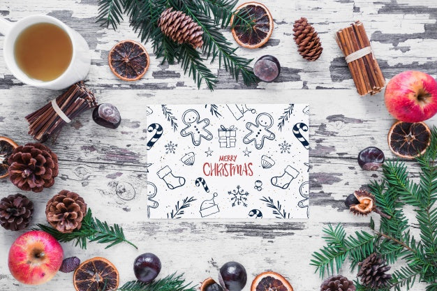 Free Christmas Mockup With Cover Or Letter Psd