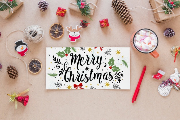 Free Christmas Mockup With Cover Or Letter Psd