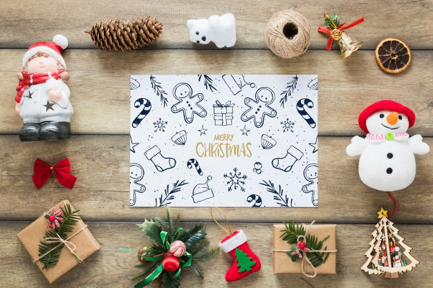 Free Christmas Mockup With Cover Or Letter Psd