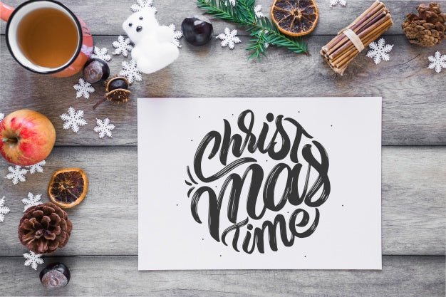 Free Christmas Mockup With Cover Or Letter Psd