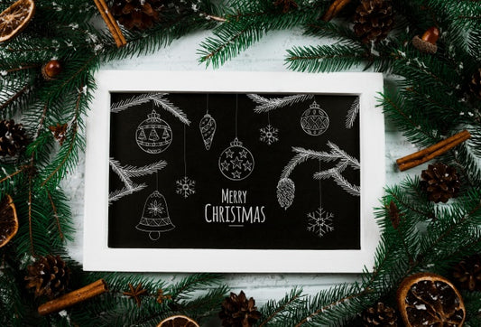 Free Christmas Mockup With Slate Psd