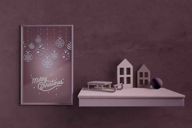 Free Christmas Theme On Painting Mock-Up Psd