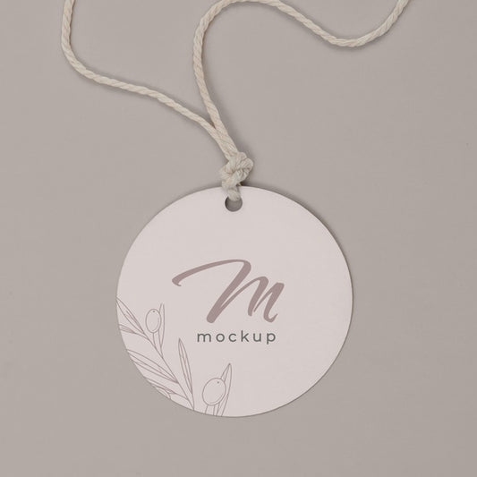 Free Circle Shaped Tag Price Mockup Psd