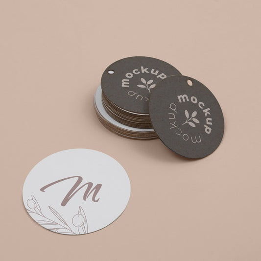 Free Circle Shaped Tag Price Mockup Psd