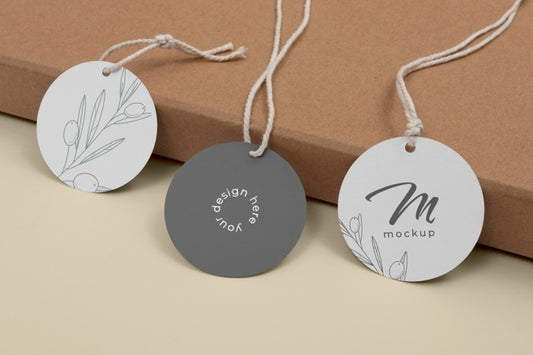 Free Circle Shaped Tag Price Mockup Psd