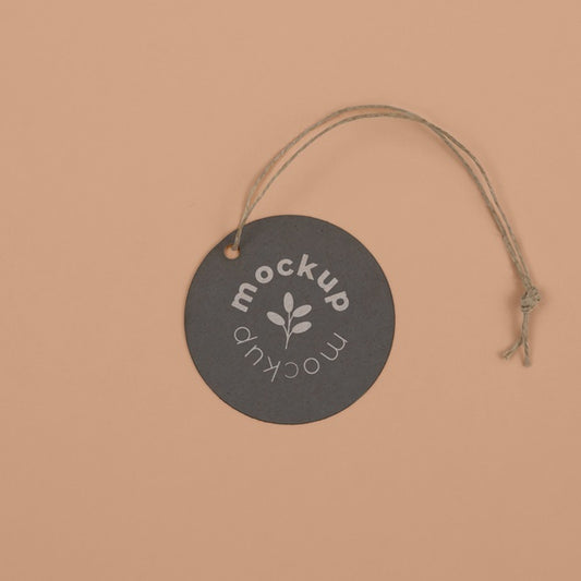 Free Circle Shaped Tag Price Mockup Psd
