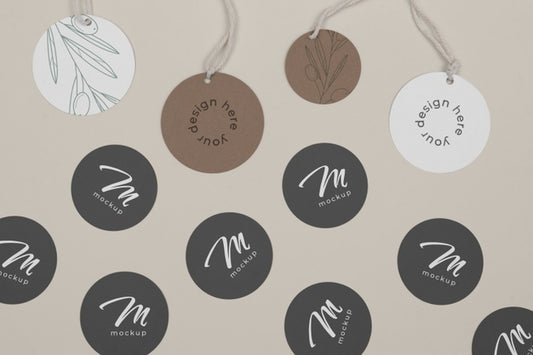Free Circle Shaped Tag Price Mockup Psd