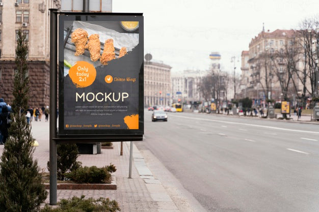 Free City Food Billboard Mock-Up Psd