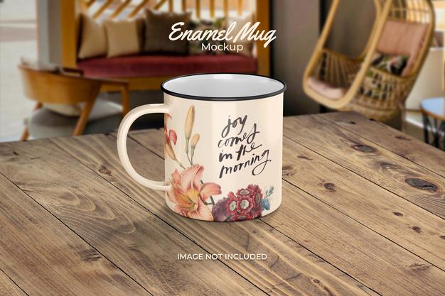 Free Classic Enamel Mug Mockup Psd