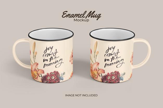 Free Classic Enamel Mug Mockup Psd