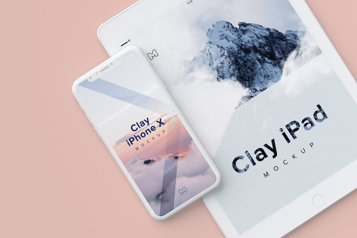 Free Clay and White iPhone X and iPad (Mockup)