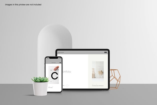 Free Clean Tablet & Smartphone Mockup Psd