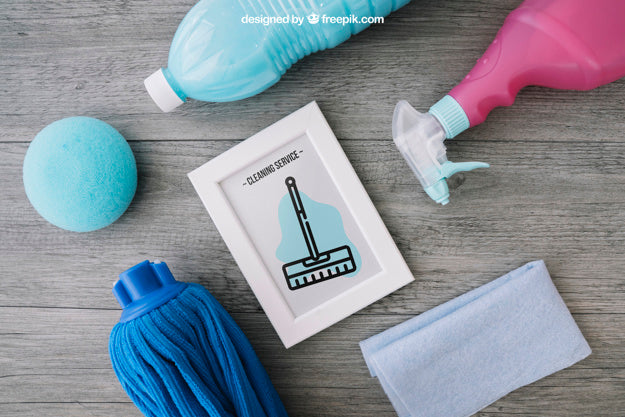 Free Cleaning Mockup With White Frame Psd