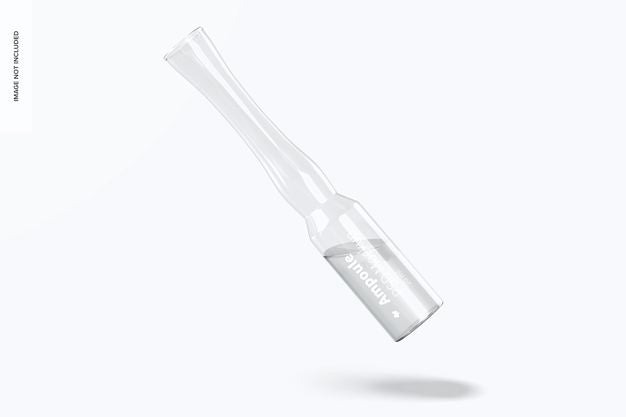 Free Clear Glass Ampoule Mockup, Floating Psd