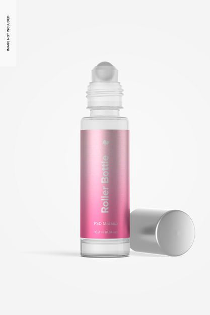 Free Clear Glass Roller Bottle Mockup Psd