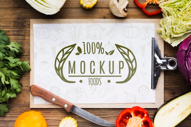 Free Clipboard Locally Grown Veggies Mock-Up Psd