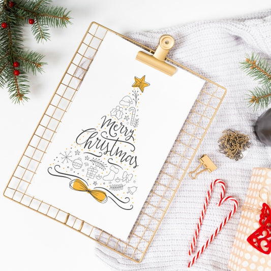 Free Clipboard Mockup With Christmas Composition Psd