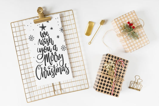 Free Clipboard Mockup With Christmas Composition Psd