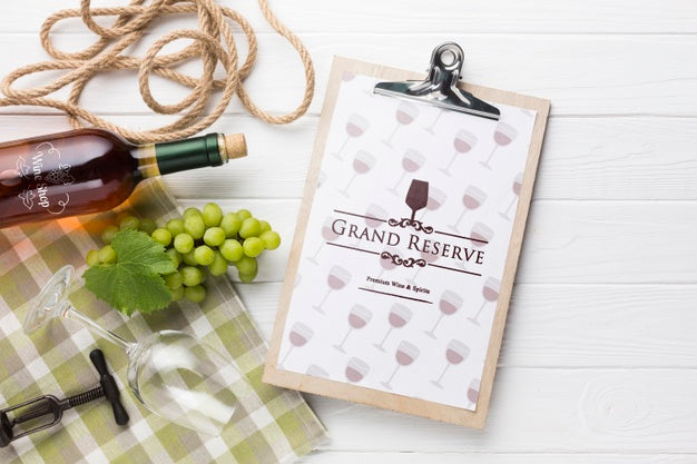 Free Clipboard With Bottle Of Wine Beside Psd