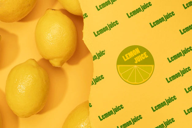 Free Close-Up Fresh Lemons With Mock-Up Psd