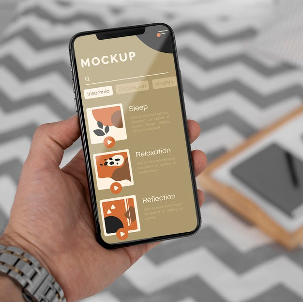 Free Close Up Mobile Screen Mock Up Psd