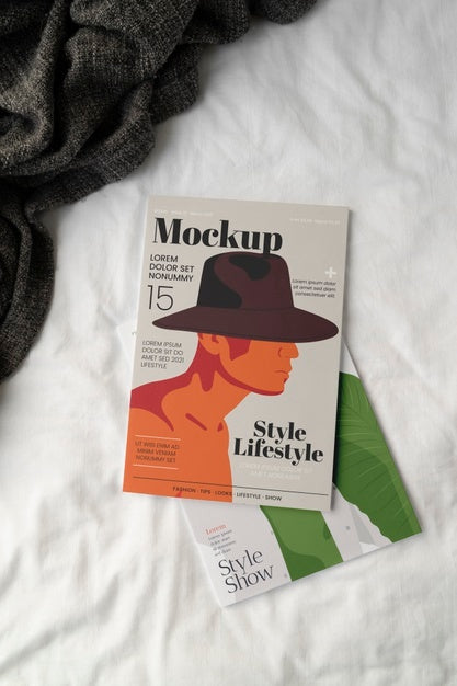 Free Close Up On Magazine In The Bedroom Psd