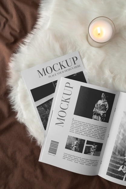 Free Close Up On Magazine In The Bedroom Psd