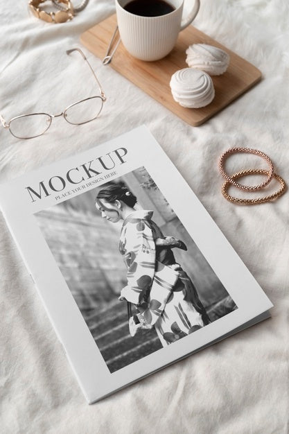 Free Close Up On Magazine In The Bedroom Psd