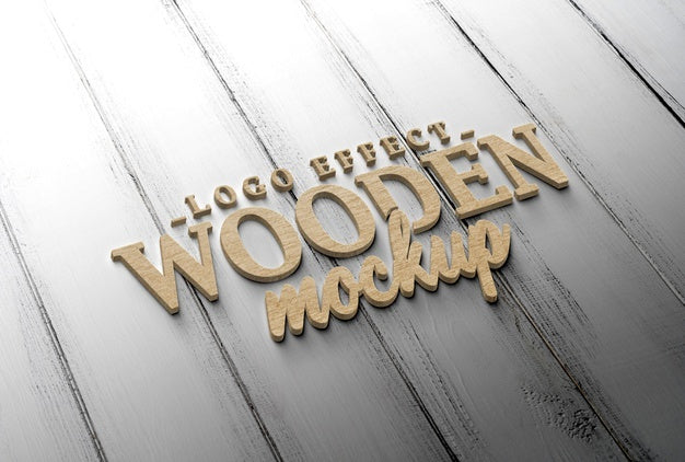 Free Close Up On Wooden Logotype Mockup Psd