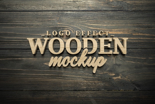 Free Close Up On Wooden Logotype Mockup Psd