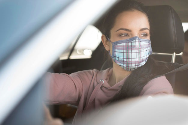 Free Close-Up Young Woman Wearing Mask Psd