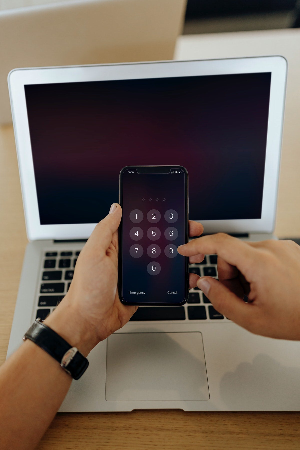 Free Closeup Of A Man Unlocking A Mobile Phone