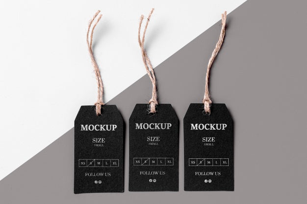 Free Clothing Black Size Tag Mock-Up Psd