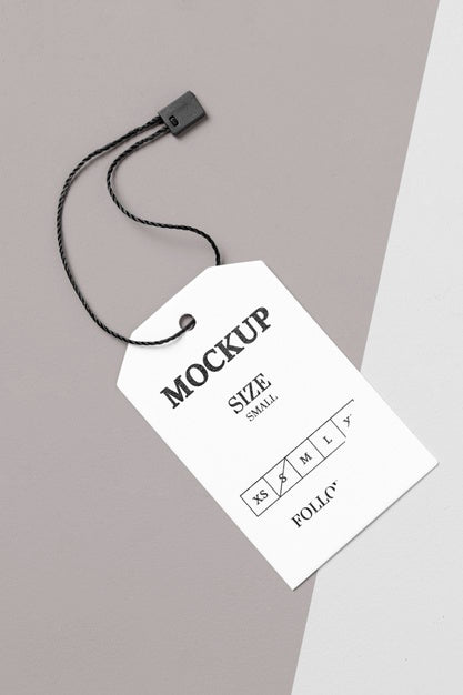 Free Clothing White Size Tag Mock-Up Psd