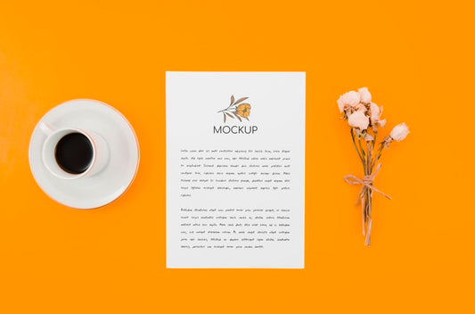 Free Coffee And Flowers Botanical Mock-Up Psd