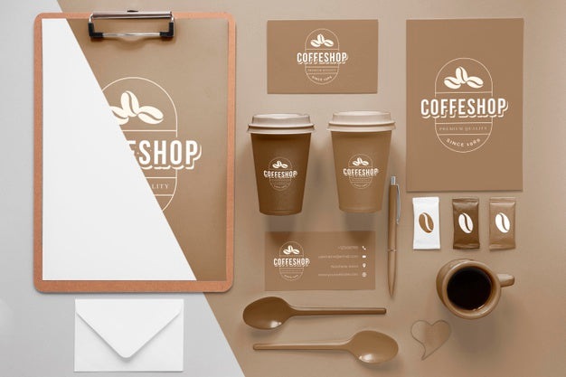 Free Coffee Branding Items Arrangement Psd