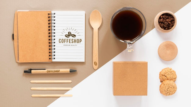 Free Coffee Branding Items Top View Psd