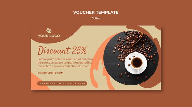 Free Coffee Concept Voucher Template Mock-Up Psd