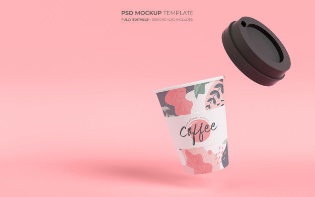 Free Coffee Cup In Gravity Mockup Psd