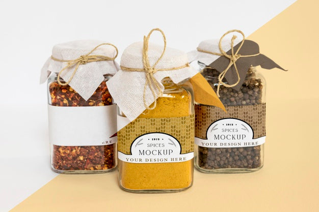 Free Collection Of Labeling Jars With Spices Psd