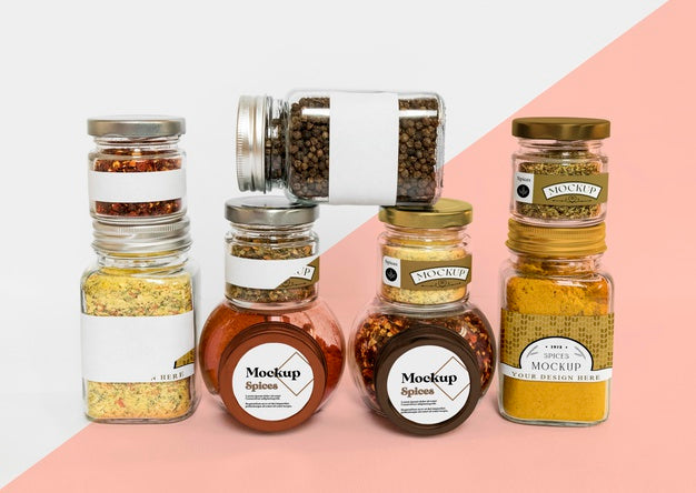 Free Collection Of Labeling Jars With Spices Psd