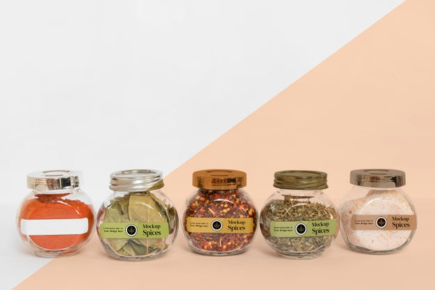 Free Collection Of Labeling Jars With Spices Psd